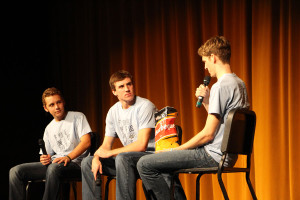 Emcees Cooper Arner, Jonathan Wilson, and Jonathan Shipp introducing "'14 girls"