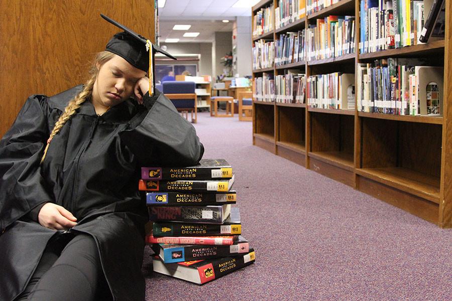 Senior Alyssa Gregory struggles with the effects of senioritis. PHOTO BY HOPE ERICKSON