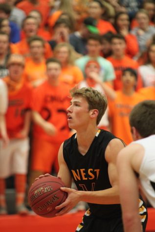 Zach Witters shooting a free throw in a game last year.