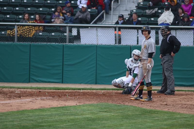 Adams prepares for his next at-bat.