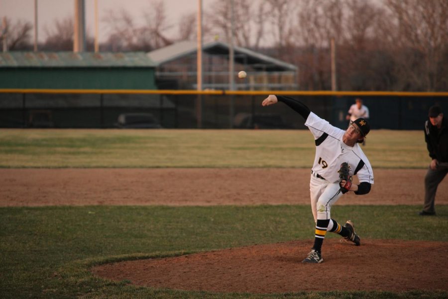 A ball pitched to opponent batter from Wyandotte from Carson Lilla.