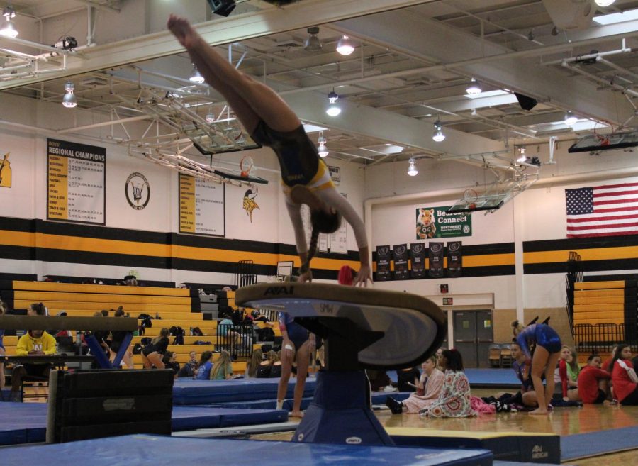 Caroline Smith vaulting.