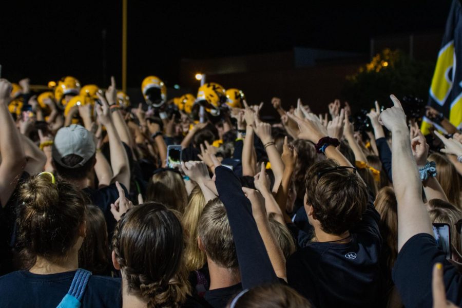 Singing our alma mater after winning our first game in 2 years!!