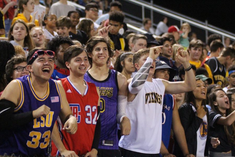 Some SMW students in the student section rooting on the players. 
